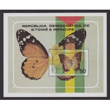 SANTO TOME y PRINCIPE FLORES MARIPOSAS HOJA BLOQUE NUEVA MINT